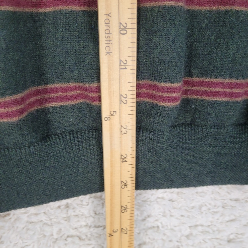 Vintage Brooks Brothers Sweater Men's M* 1/4 Zip 100% Merino Wool Green Striped - Picture 4 of 8